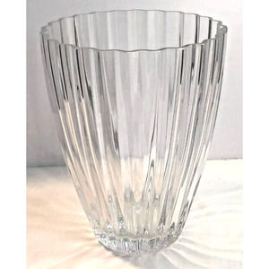 Villeroy & Boch 7" Clear German Crystal Platano Flower Vase Raised Ribbed Design